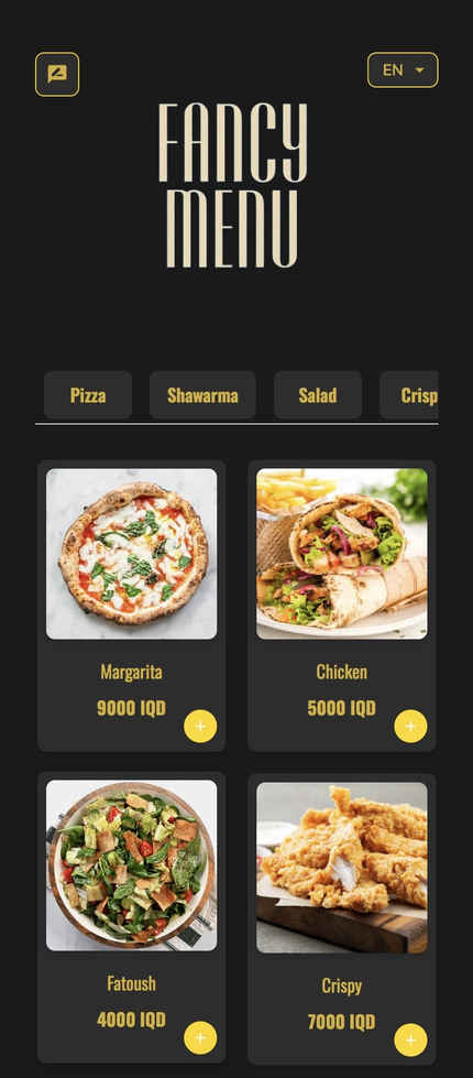 Digital menu preview - layout four